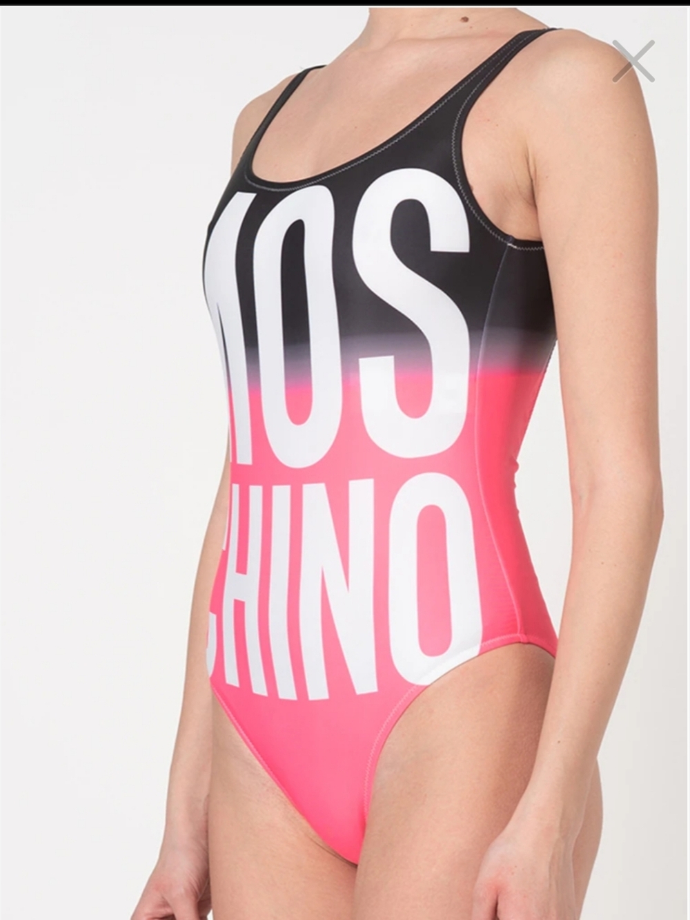 Authentic Moschino Pink & Black Ombré Logo One-Piece Swimsuit